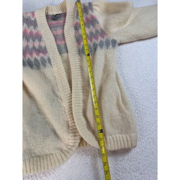 Iceland Icewear Womens Open Front Cardigan Sweater Pure Wool Cozy Knit Ivory M - Picture 7 of 7